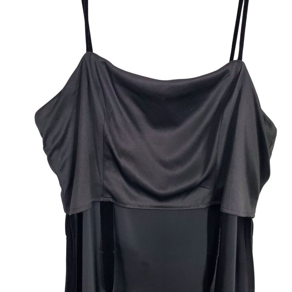 Alex Evenings Size 12 Dress Slip Gown Velvet Spaghetti Strap Evening Back Slit - Picture 13 of 15